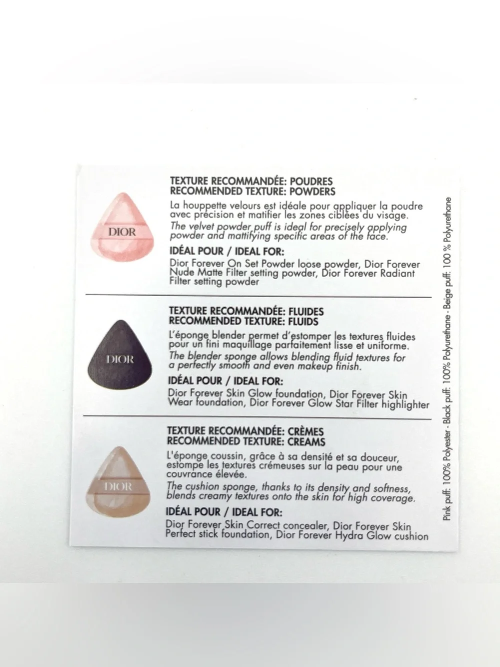 Dior Forever Mini Puffs Set 3pc Puffs For Fluids, Creams , Powders + Travel Case